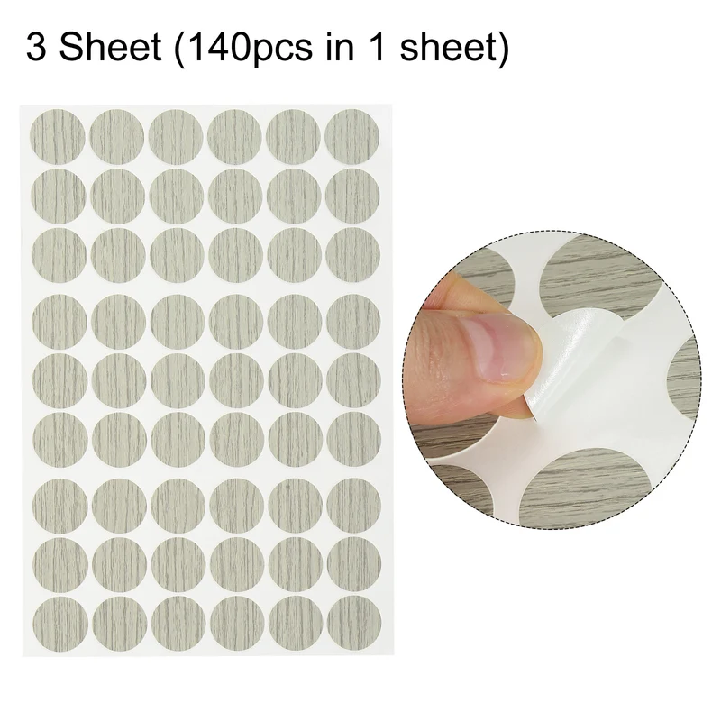 3 Sheet/162Pcs 21mm Dia Screw Hole Cover Stickers Light Gray