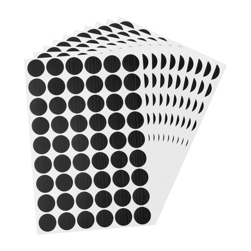 10 Sheet/540Pcs 21mm Dia Screw Hole Cover Stickers Pale Black