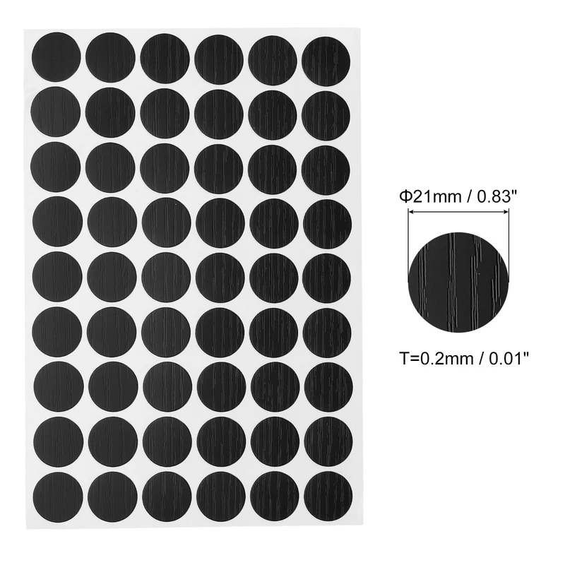 10 Sheet/540Pcs 21mm Dia Screw Hole Cover Stickers Pale Black
