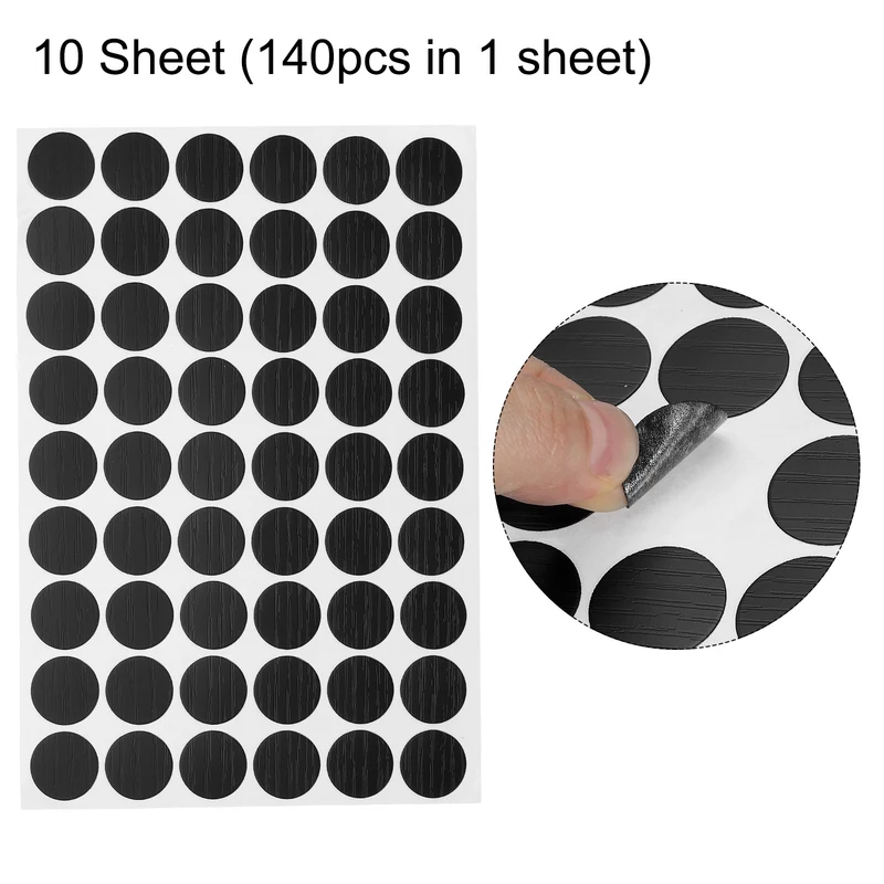 10 Sheet/540Pcs 21mm Dia Screw Hole Cover Stickers Pale Black