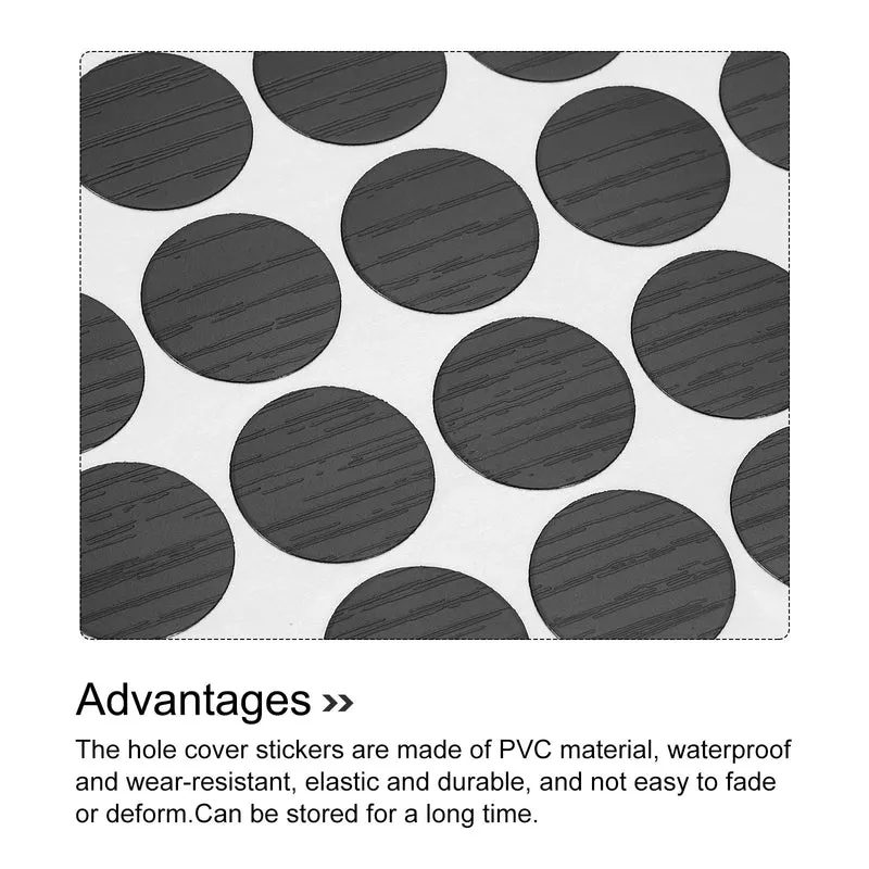 10 Sheet/540Pcs 21mm Dia Screw Hole Cover Stickers Pale Black