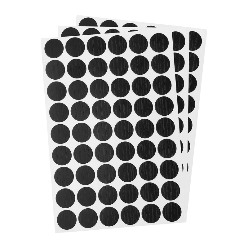 3 Sheet/162Pcs 21mm Dia Screw Hole Cover Stickers Pale Black