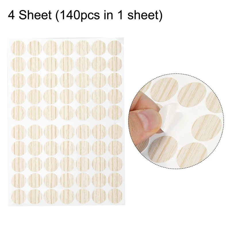 4 Sheet/280Pcs 18mm Dia Screw Hole Cover Stickers Pale Khaki