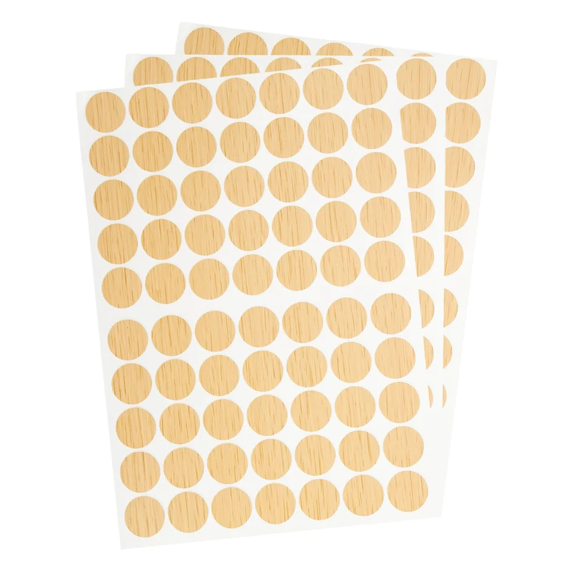 3 Sheet/210Pcs 18mm Dia Screw Hole Cover Stickers Khaki