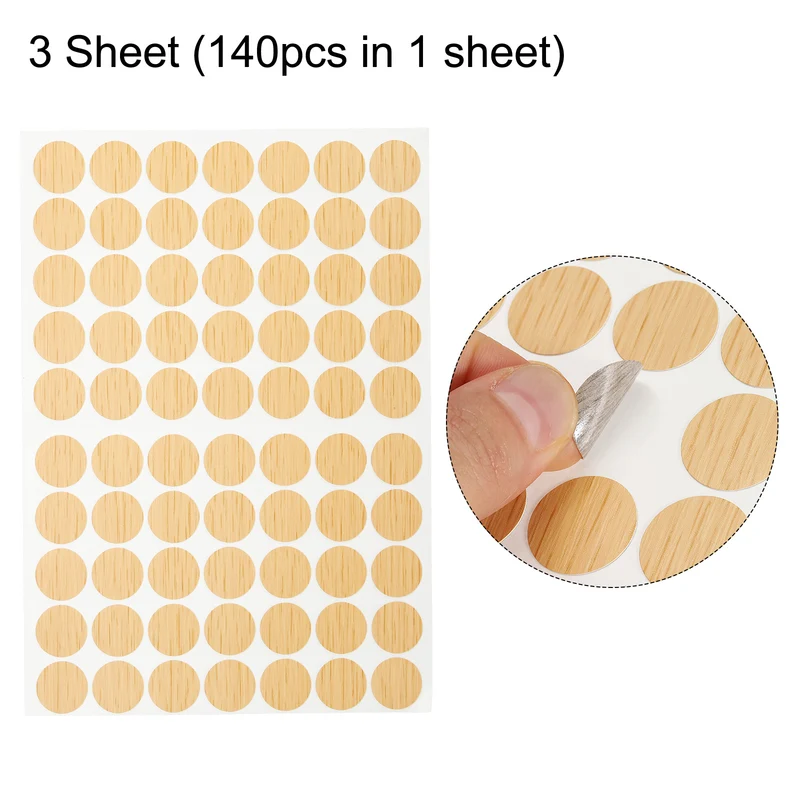 3 Sheet/210Pcs 18mm Dia Screw Hole Cover Stickers Khaki