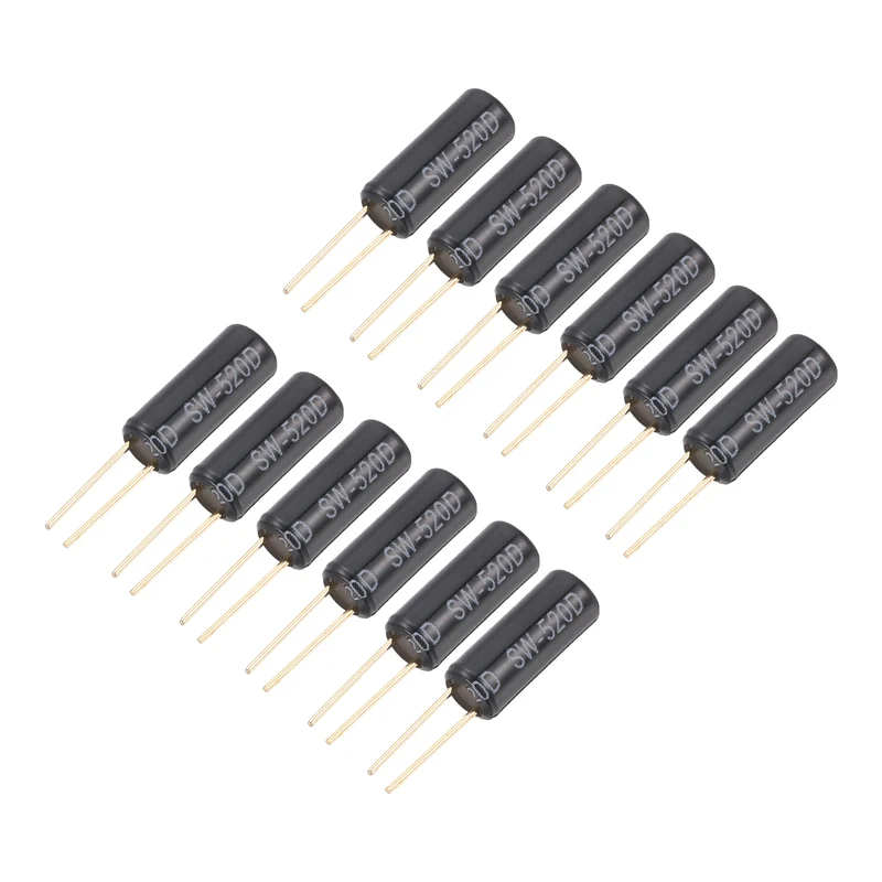 12Pcs SW-520D Metal Ball Tilt Shaking Vibration Sensor 12V 20mA, Black/Golden