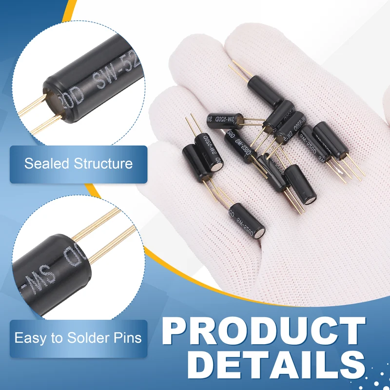 12Pcs SW-520D Metal Ball Tilt Shaking Vibration Sensor 12V 20mA, Black/Golden