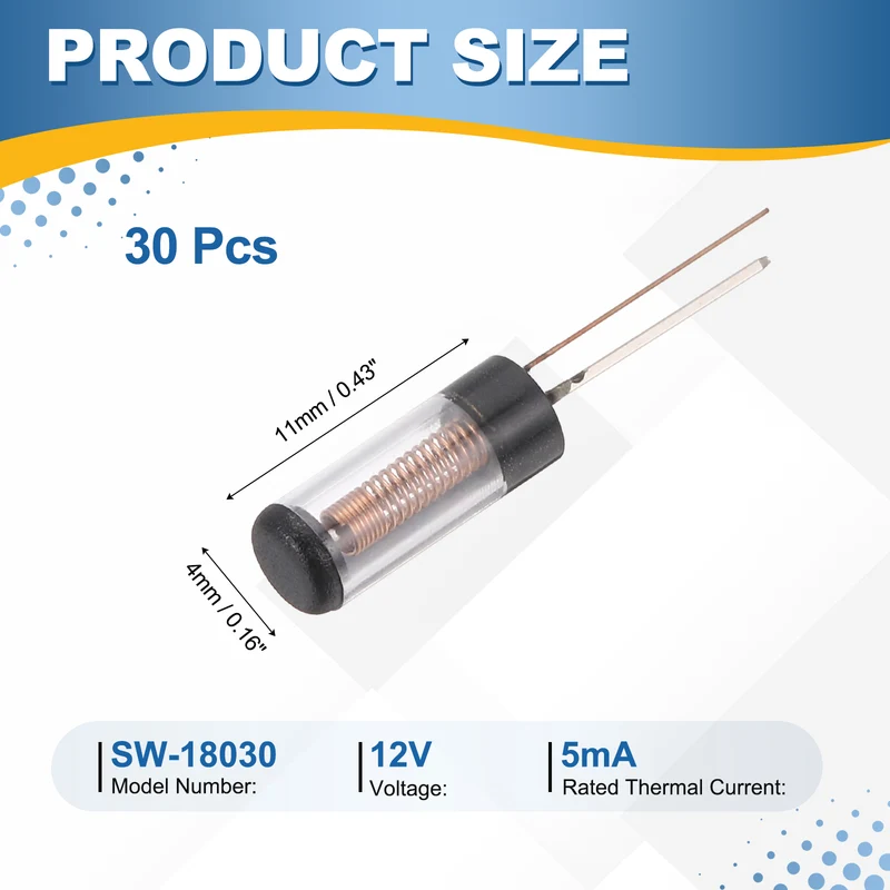 30Pcs SW-18030 12V 5mA High Sensitivity Spring Vibration Sensor, Clear