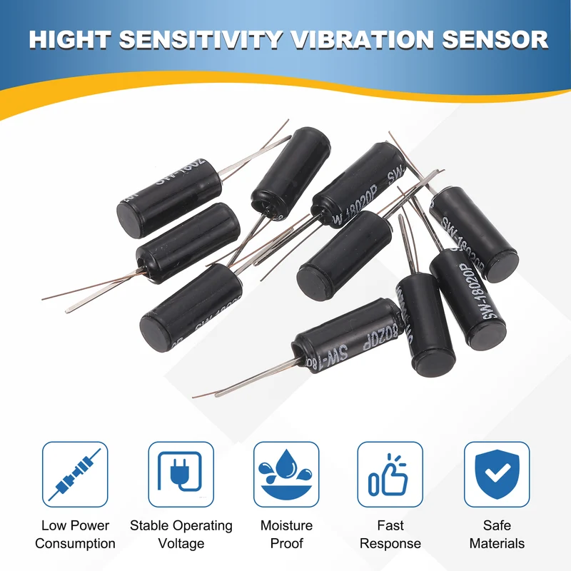20Pcs SW-18020P 12V 20mA High Sensitivity Spring Vibration Sensor, Black