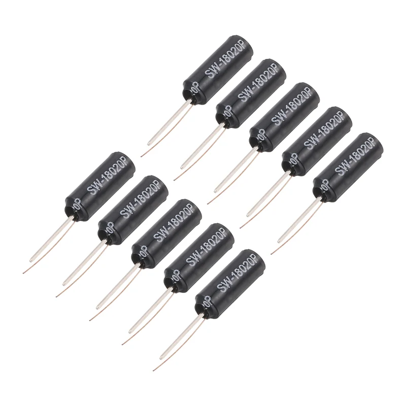 10Pcs SW-18020P 12V 20mA High Sensitivity Spring Vibration Sensor, Black