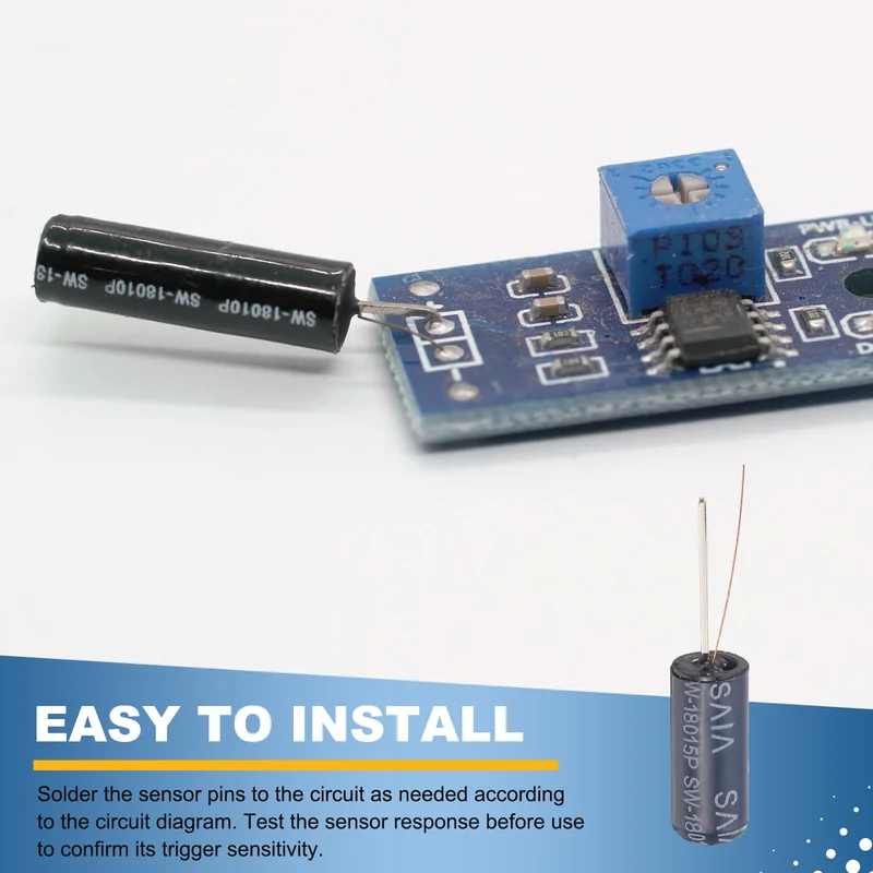 30Pcs SW-18015P 12V 0.2mA High Sensitivity Spring Vibration Sensor, Blue