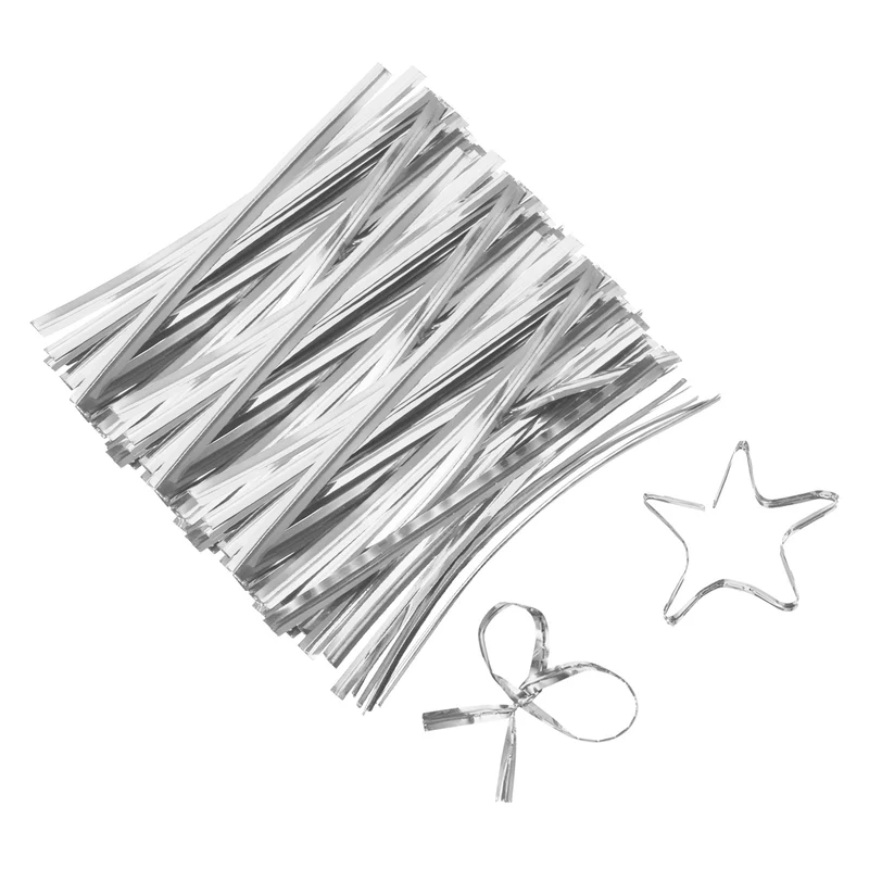 2.3" Twist Ties, Metallic Twist Ties, 800 Pack, Silver