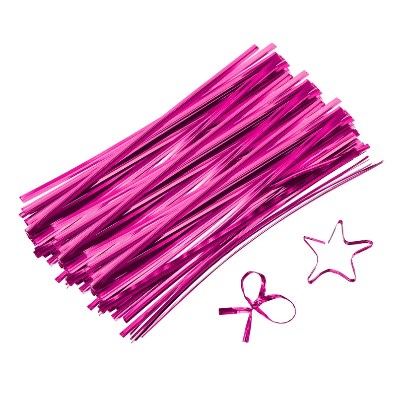 6" Twist Ties, Metallic Twist Ties, 800 Pack, Rose Red