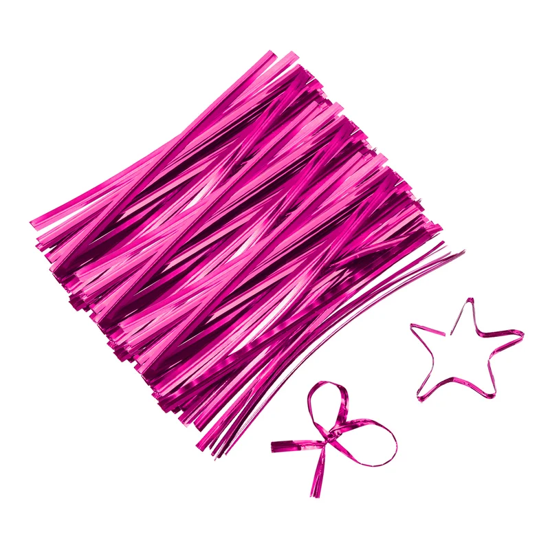 3" Twist Ties, Metallic Twist Ties, 800 Pack, Rose Red