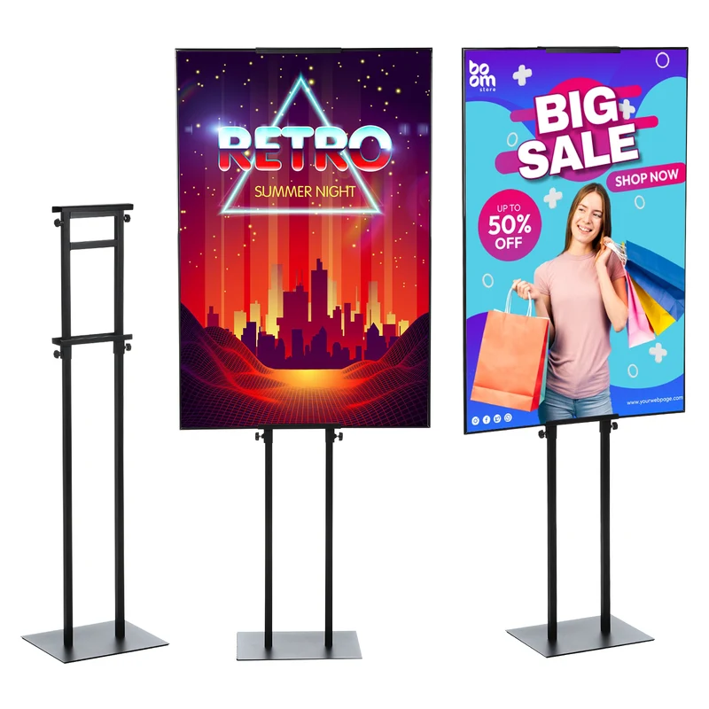 Up to 79" Poster Stand, 2 Pack Double-Sided Easel Stand with Base Adjustable Height Sign Holder for Sign Board Display, Black
