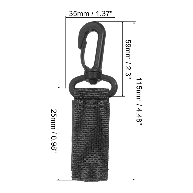 Belt Keeper Key Ring, 3Pcs Nylon Webbing Strap Key Chain Rotate Hook, Black