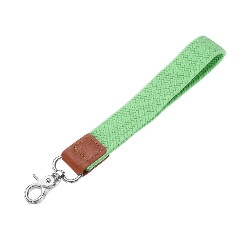 Wrist Lanyard Keychain, Braided Wristlet Strap with Silver Clasp, Green