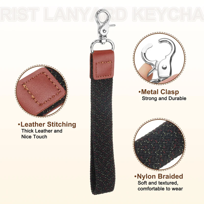 Wrist Lanyard Keychain, Braided Wristlet Strap with Silver Clasp, Starry Night