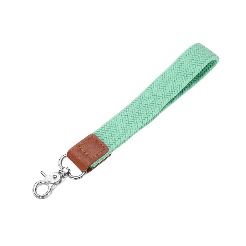 Wrist Lanyard Keychain Braided Wristlet Strap with Silver Clasp Lake Blue