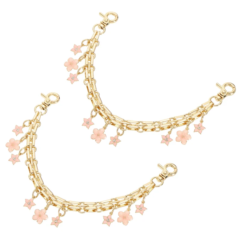 2Pcs 10" Flowers Pendant Handbag Chain Straps, Pink