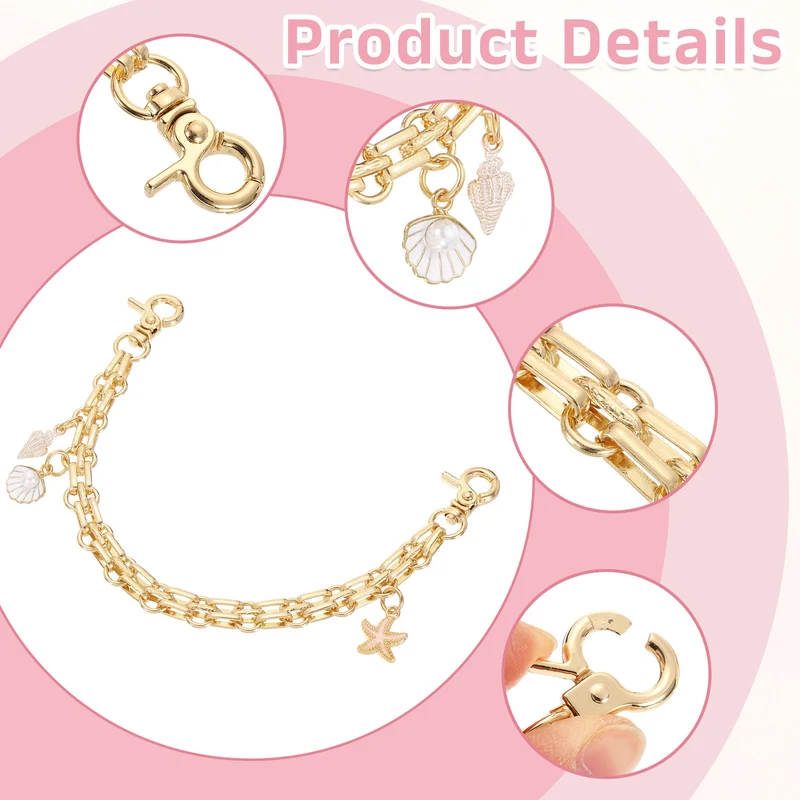 2Pcs 10" Conch Combination Pendant Handbag Chain Straps, White
