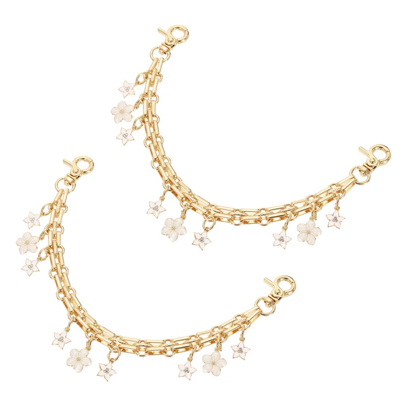 2Pcs 10" Flowers Pendant Handbag Chain Straps, White
