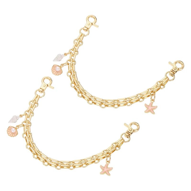 2Pcs 10" Conch Combination Pendant Handbag Chain Straps, Pink/White