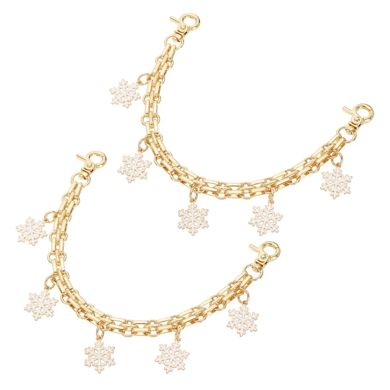 2Pcs 10" Snowflake Pendant Handbag Chain Straps, White