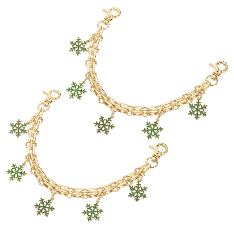 2Pcs 10" Snowflake Pendant Handbag Chain Straps, Green