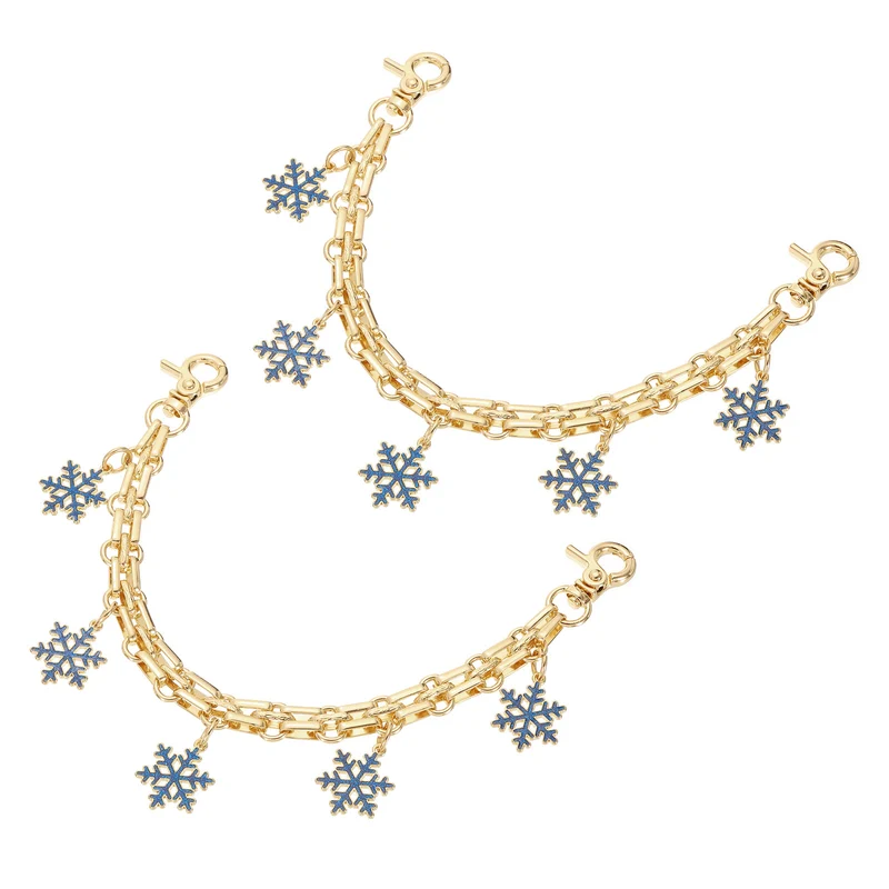 2Pcs 10" Snowflake Pendant Handbag Chain Straps, Blue