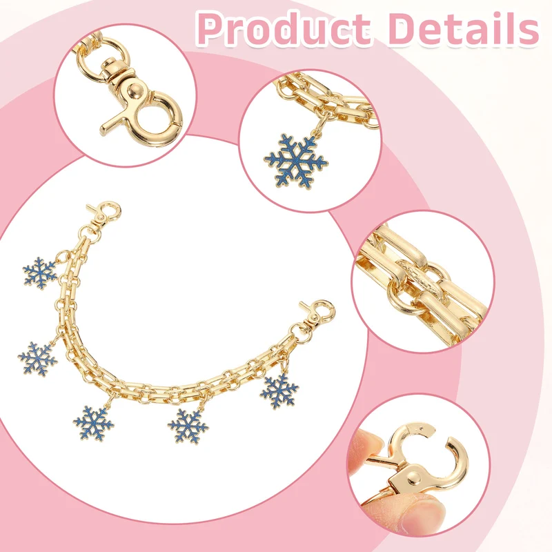 2Pcs 10" Snowflake Pendant Handbag Chain Straps, Blue