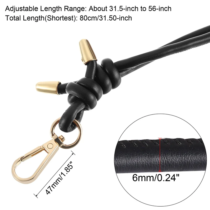 80cm/31.5" Leather Purse Replacement Strap for Handbag Crossbody Bag, Black