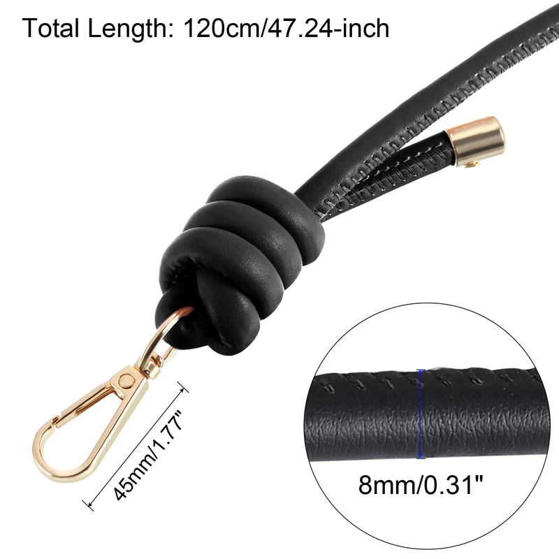 47.2" Leather Purse Replacement Strap for Handbag Crossbody Bag, Black