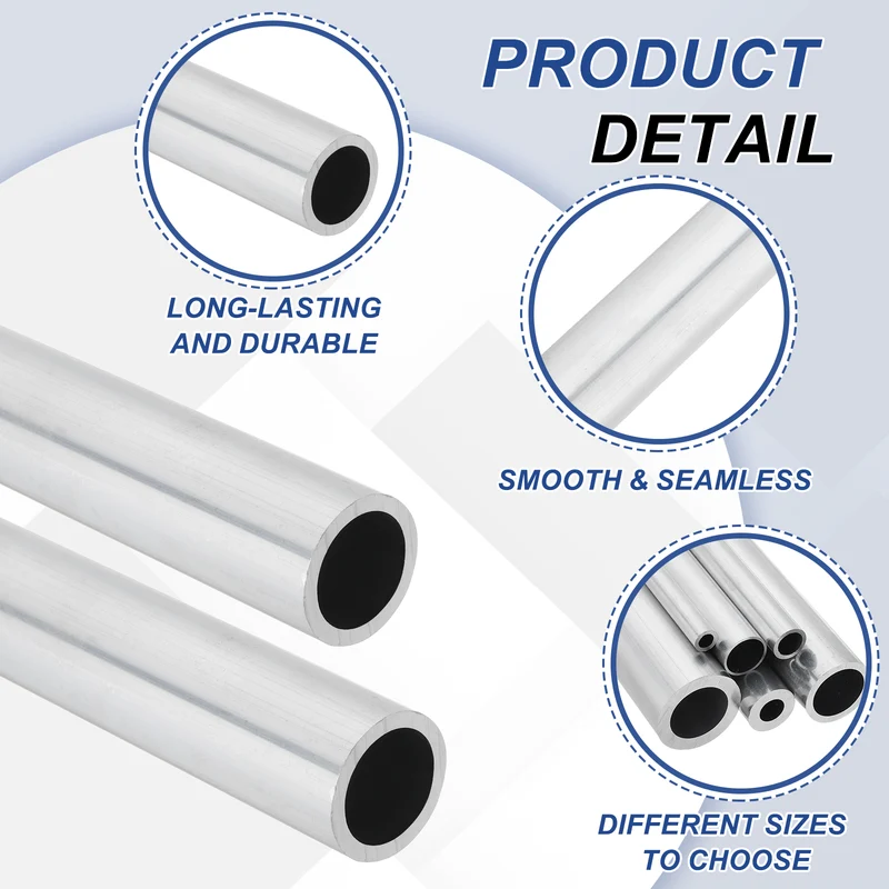 6063 Aluminum Tubing Round Tube 27mm ODx21mm ID 13"Metal Straight Pipe Silver