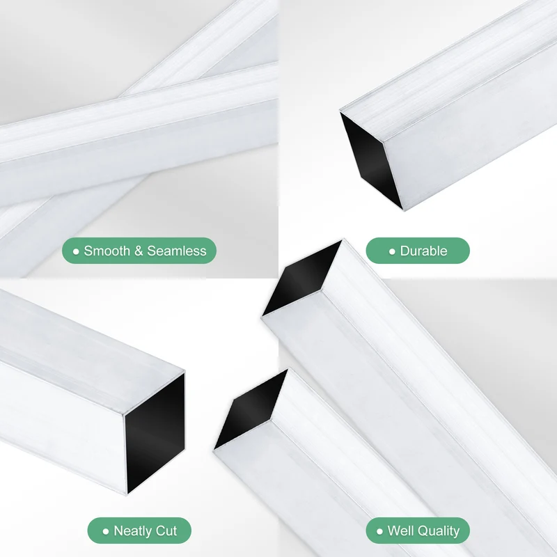 2Pcs 300mm 6063 Aluminum Square Tube, 30x30x1mm Straight Pipe Tubing for Frame