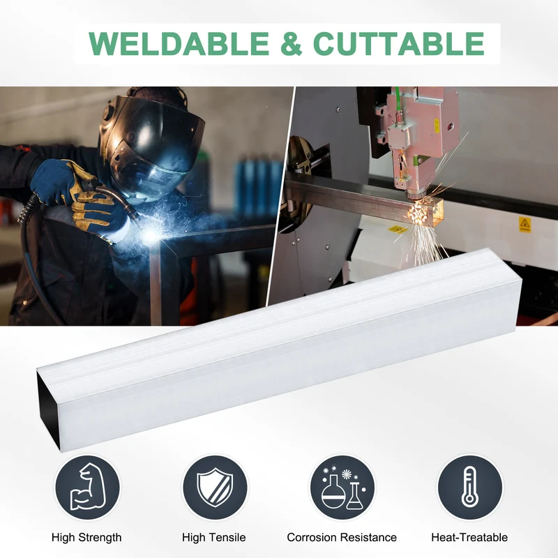 1Pcs 300mm 6063 Aluminum Square Tube, 30x30x1mm Straight Pipe Tubing for Frame