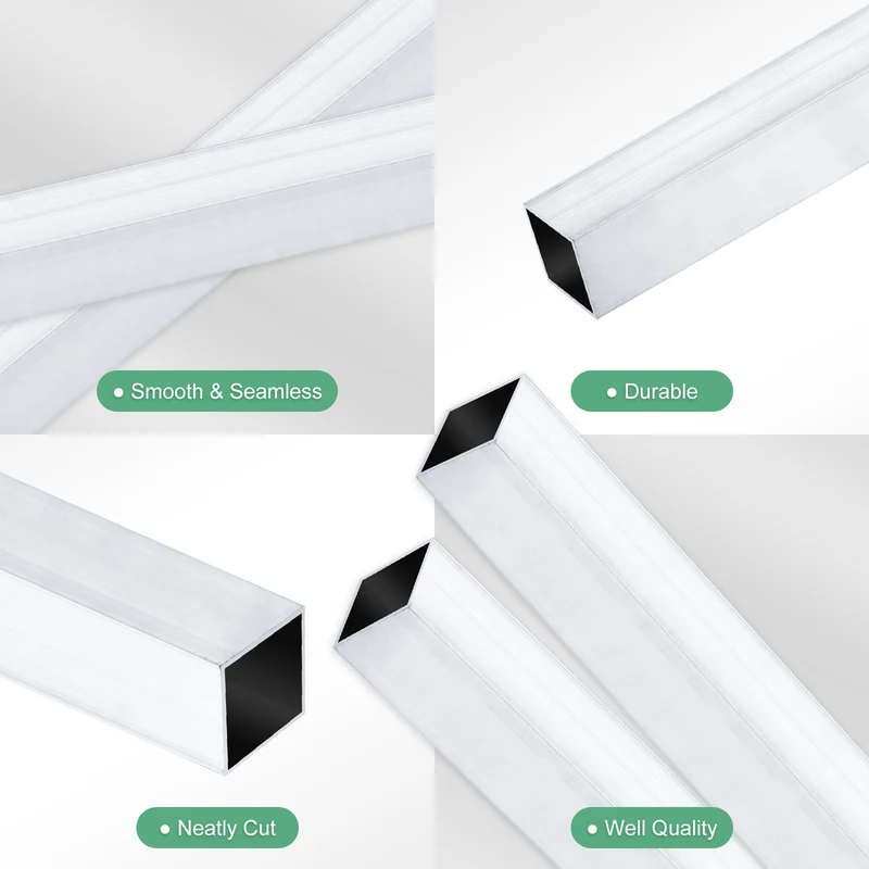 2Pcs 300mm 6063 Aluminum Square Tube, 15x15x1.5mm Straight Pipe Tubing for Frame