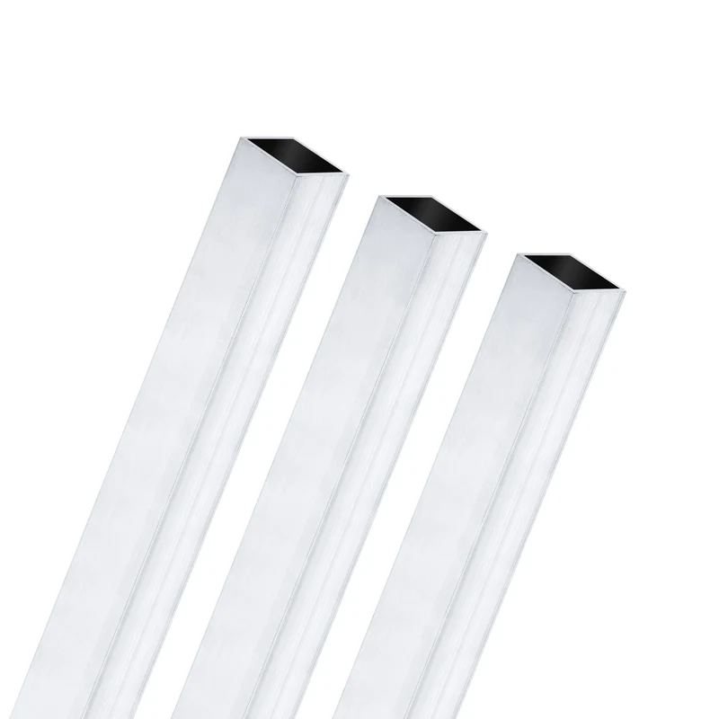 3Pcs 300mm 6063 Aluminum Square Tube, 10x10x1mm Straight Pipe Tubing for Frame