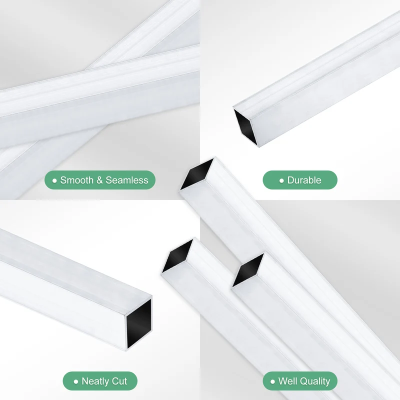 3Pcs 300mm 6063 Aluminum Square Tube, 10x10x1mm Straight Pipe Tubing for Frame