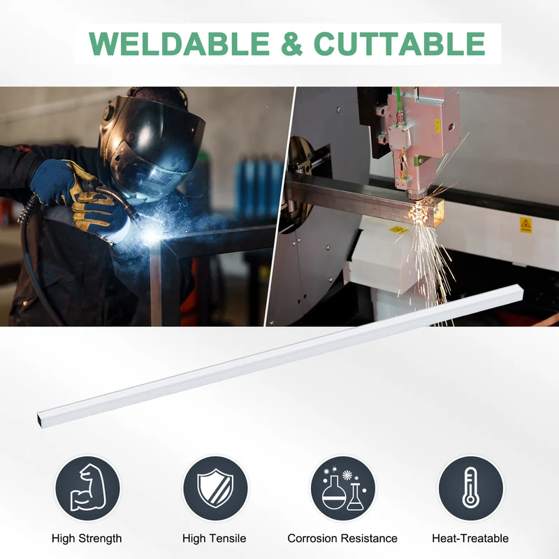 3Pcs 300mm 6063 Aluminum Square Tube, 6x6x1mm Straight Pipe Tubing for Frame