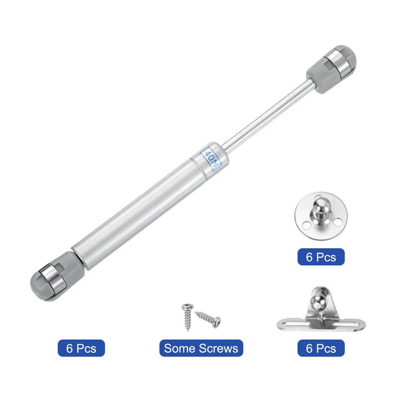 8 Inch 40N/9lb Gas Shock Strut Lift Support, (Silver, Set of 6)