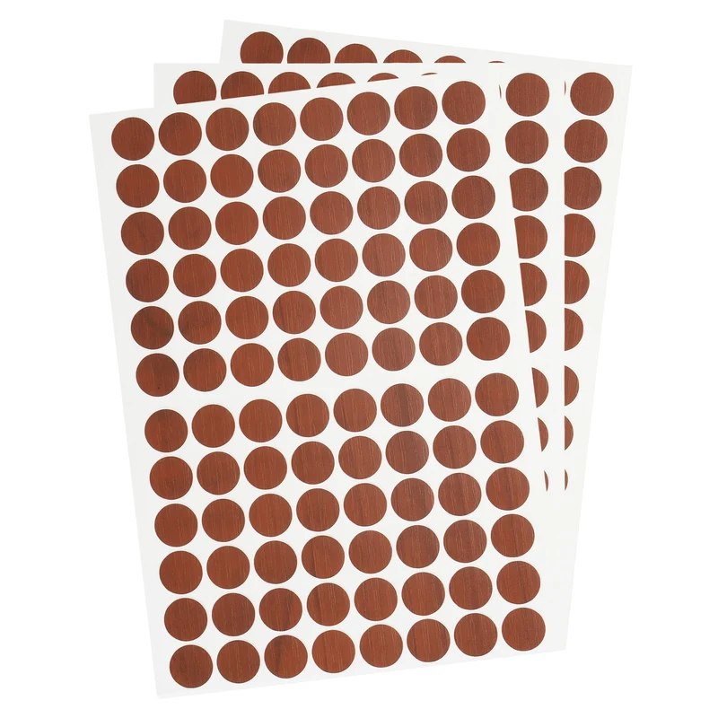 3 Sheet/288Pcs 15mm Dia Screw Hole Cover Stickers Dark Brown