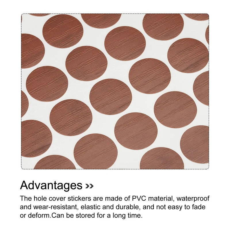 2 Sheet/192Pcs 15mm Dia Screw Hole Cover Stickers Dark Brown