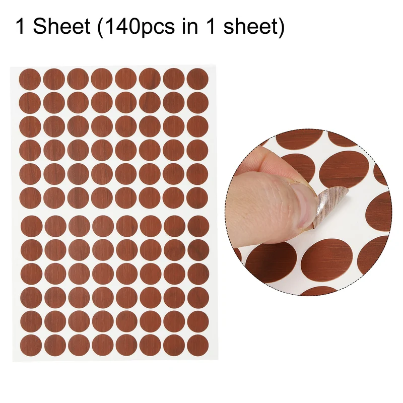 1 Sheet/96Pcs 15mm Dia Screw Hole Cover Stickers Dark Brown