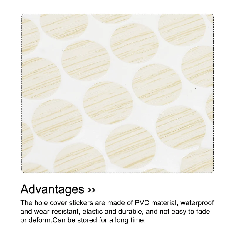 2 Sheet/192Pcs 15mm Dia Screw Hole Cover Stickers Pale Khaki
