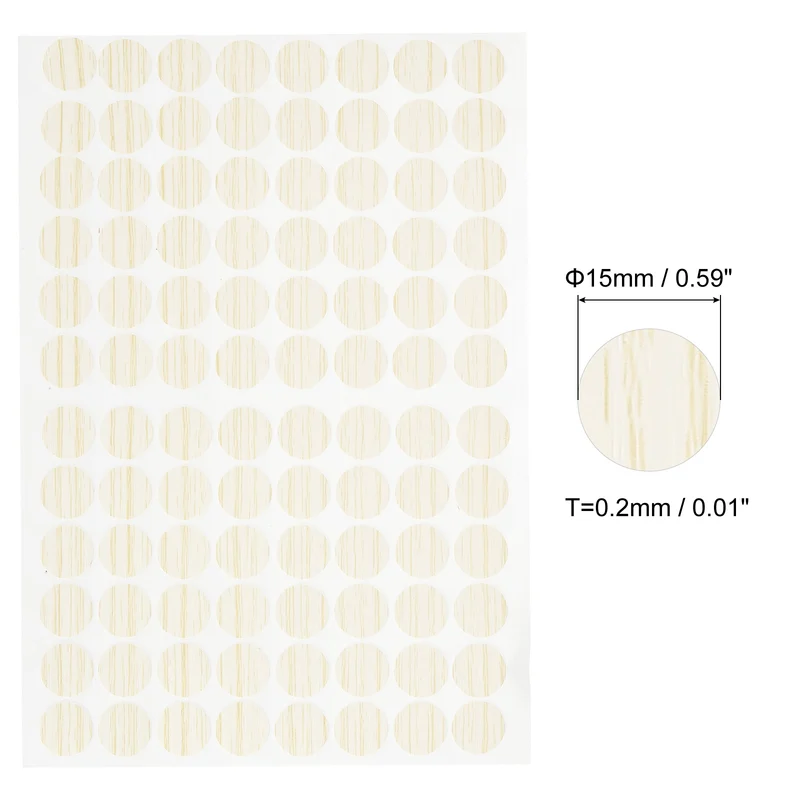 1 Sheet/96Pcs 15mm Dia Screw Hole Cover Stickers Pale Khaki