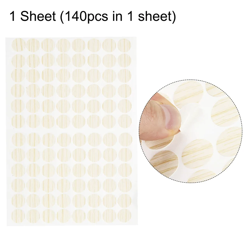 1 Sheet/96Pcs 15mm Dia Screw Hole Cover Stickers Pale Khaki