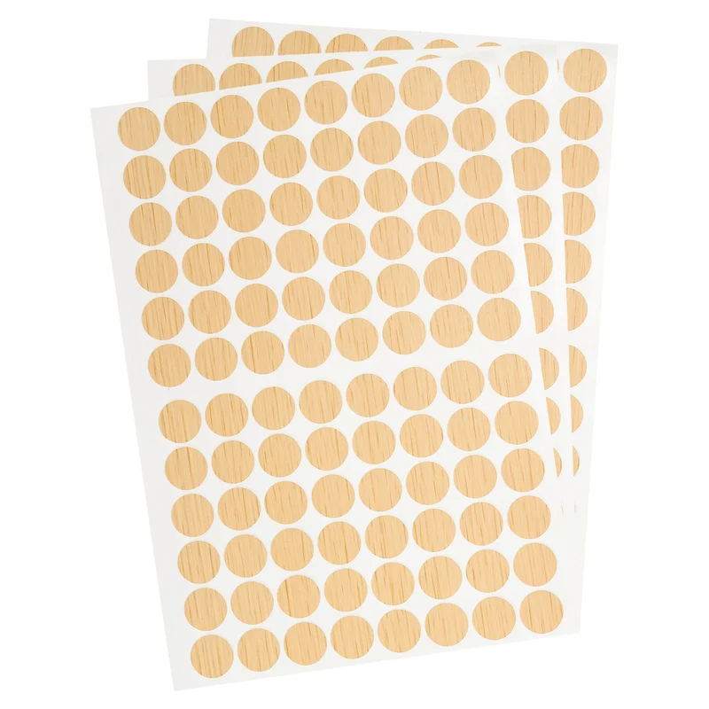 3 Sheet/288Pcs 15mm Dia Screw Hole Cover Stickers Khaki
