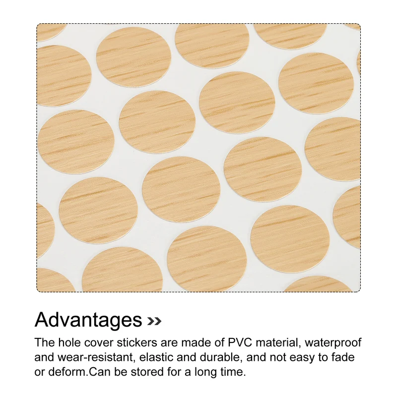 3 Sheet/288Pcs 15mm Dia Screw Hole Cover Stickers Khaki