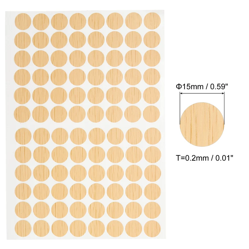 2 Sheet/192Pcs 15mm Dia Screw Hole Cover Stickers Khaki